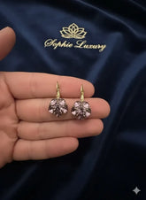 Stunning Purple Crystal Cluster Drop Earrings (New)