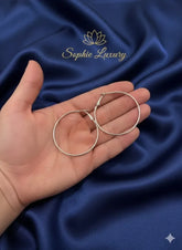 Sophie Luxury Large Silver Tone Classic Hoop Earrings - Diamante Accent - New